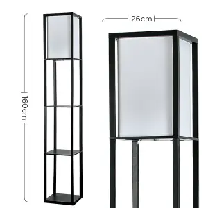 ValueLights Struttura Black Illuminated Floor Lamp with Shelf