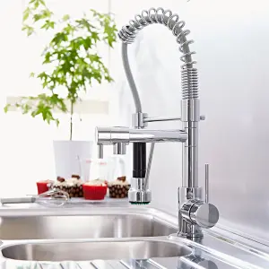 Nes Home Mono Pull Out Kitchen Mixer Tap Dual Spout Spray Chrome