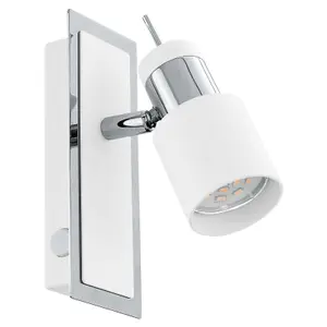 Wall Light Colour Chrome Plated & White Rocker Switch Bulb GU10 1x5W Included