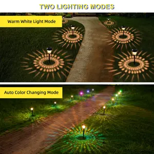 Solar Pathway Lights Garden Lights 7 Color Changing Outdoor Solar Yard Lights Auto On/off Waterproof 6 Pack Landscape Lights (Set of 6)