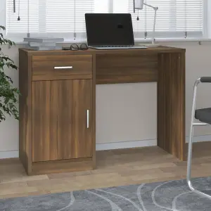 Berkfield Desk with Drawer&Cabinet Brown Oak 100x40x73 cm Engineered Wood