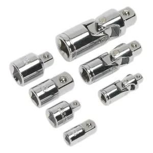 Sealey Universal Joint Socket Adaptor Set 7pc 1/4" 3/8" 1/2" Square Drive AK2737