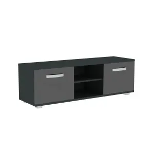 Vida Designs Cosmo Black 2 Door TV Unit 120cm Sideboard Cabinet