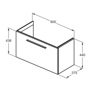 Ideal Standard i.life S Compact Matt Quartz Grey Wall-mounted Bathroom Vanity unit (H) 440mm (W) 800mm