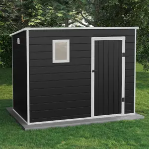 BillyOh Oxford Pent Plastic Shed Dark Grey With Floor - 8 x 5