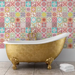 Walplus Moroccan Red & Malia Colorful Combo Mix Tile Stickers