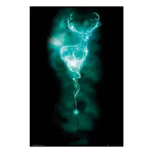 Harry Potter Expecto Patronum Stag Canvas Print Black/Blue (50cm x 100cm)