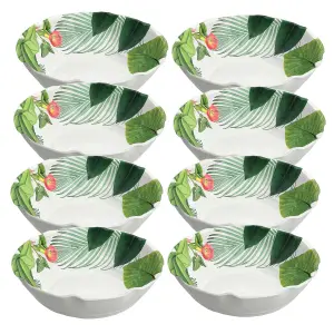 Purely Home Tropical Floral Melamine Low Bowls - Set of  8