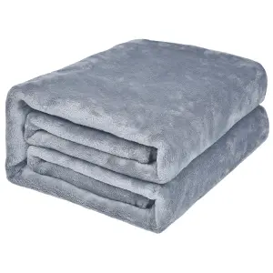 EHC Super Soft Fluffy Snugly Solid Flannel Fleece Throws for Sofa Bed Blankets, Light Grey 200cm x 240cm