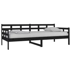 Berkfield Day Bed Black Solid Wood Pine 90x200 cm