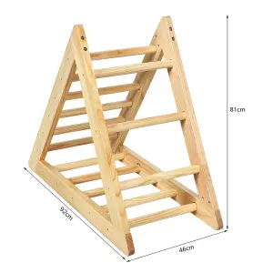 Costway Wooden Climbing Triangle Ladder Triangle Indoor Climber for Toddlers