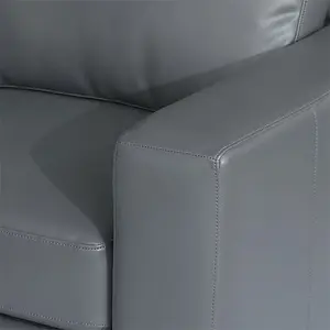 Baltic Faux Leather Corner Sofa In Dark Grey