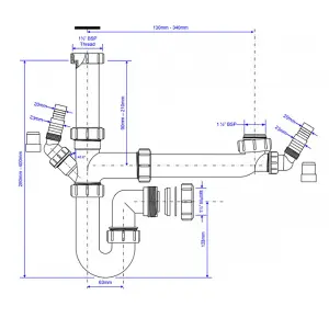 McAlpine SK1A Standard Bowl and a Half Plumbing Kit with 2 Nozzles