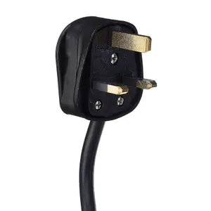 6 Way Mains Power Extension Lead with 2 x USB Port, 2m, Black