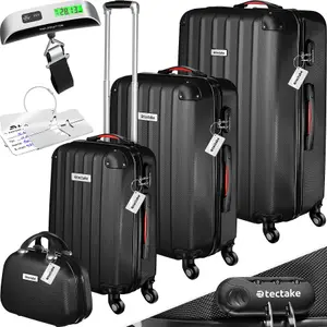 Suitcase Set Cleo - 3 suitcases, 1 beauty case, including luggage scales and tags - black