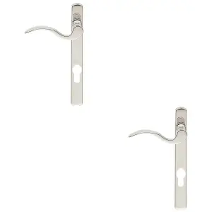 2 PACK - Multi-Point Locking Door Handle - EURO PROFILE - Slim Chrome LEFT HAND