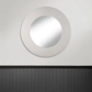 nielsen Round Wooden Wall Mirror for Bedroom, Living Room or Hallway - Light Grey - 90cm