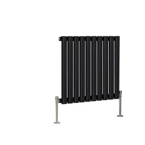 Right Radiators 600x590mm Horizontal Single Oval Column Designer Radiator Black