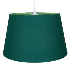 Traditional 30cm Forest Green Linen Fabric Drum Table/Pendant Shade 60w Maximum