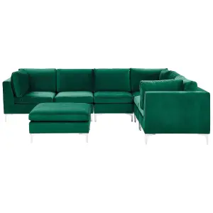 Sofa with Ottoman EVJA Green Velvet Left Hand