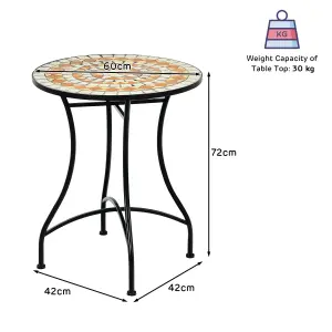 Costway Round Table with Iron Frame & Retro Mosaic Tabletop