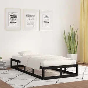 Berkfield Bed Frame Black 90x200 cm Solid Wood