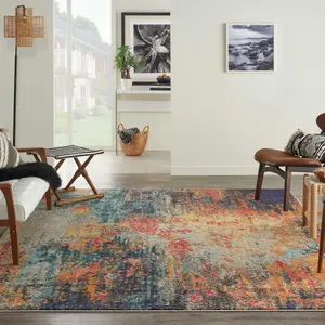 Multicolor Abstract Modern Easy to clean Rug for Dining Room-239cm X 320cm