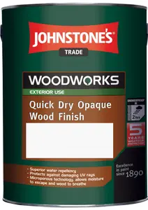 Johnstone's Trade Woodworks White Quick Dry Opaque Wood Finish Satin - 2.5L