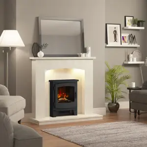 BeModern Oakwood 2W Matt Black Cast iron effect Electric Stove (H)599mm (W)486mm