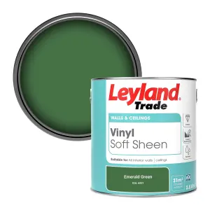 Leyland Trade Vinyl Soft Sheen Walls & Ceilings Emulsion Paint Emerald Green (RAL 6001) - 2.5L