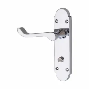 Epsom Style Bathroom Door Handle 170mm X 40mm Polished Chrome with Bathroom Mortise Lock Set -