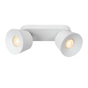 Lucide Trigono Modern Twin Ceiling Spotlight - 2xGU10 - White