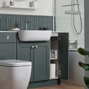 Ashford Standard Matt Kombu green Double Freestanding Bathroom Vanity unit (H) 820mm (W) 495mm