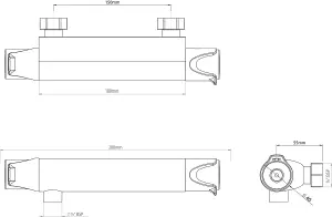 Triton Dene Matt Black Cool Touch Thermostatic Bar Mixer Shower + Riser Rail