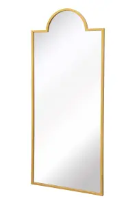 MirrorOutlet Fenestra Arched - Gold Contemporary Wall and Leaner Mirror 67" X 29" (170 x 75CM)