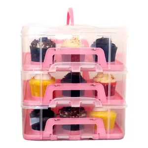 Oypla Pink 3 Tier 36 Cupcake Plastic Carrier Holder Storage Container