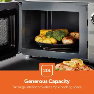 GEEPAS Retrovive 20L Digital Freestanding Microwave Oven 700W, Grey