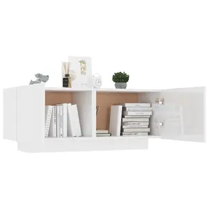 Berkfield TV Cabinet High Gloss White 100x35x40 cm Engineered Wood