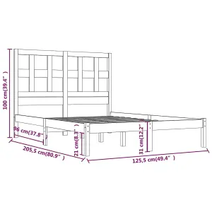 Berkfield Bed Frame Grey Solid Wood Pine 120x200 cm