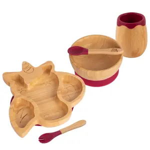 5pc Bamboo Unicorn Baby Weaning Set - Red