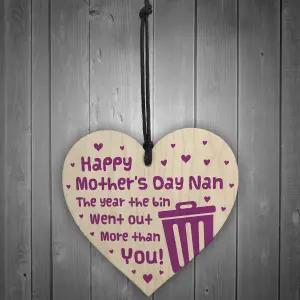 Red Ocean Mothers Day Wood Heart Gift For Nan Novelty Mother's Day Gift For Her Nanny Nan