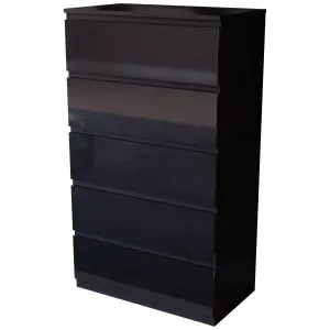 Vida Designs Glinton 5 Drawer Chest (100% FSC), Black