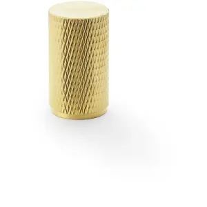 Knurled Cylinder Cupboard Door Knob - 20mm x 35mm - Satin Brass Pull Handle