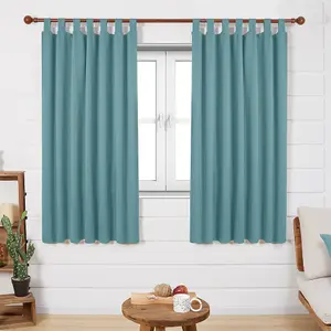 Deconovo Super Soft Window Treatments Energy Saving Blackout Thermal Tab Top Curtains for Boys Room Sky Blue 42 x 63 Inch One Pair