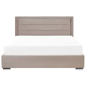 Velvet EU Super King Size Ottoman Bed Taupe ROUEN