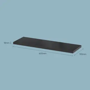 GoodHome Rigga Rectangular Floating shelf (L)60cm x (D)19cm