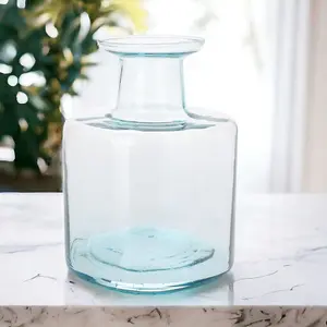 URBNLIVING 22cm Height Bottle Glass Wide Mouth Rounded Design Flowers Arrangements Vase