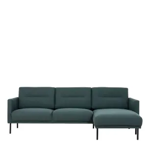 Larvik Chaiselongue Sofa (RH) - Dark Green - Black Legs