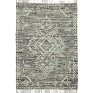 Melrose Blended Serenity Frilled End Charcoal Medium Area Rug 120/170cm