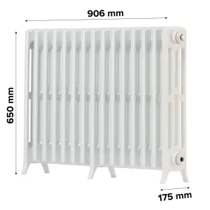 Arroll Edwardian Cast aluminium White 15 Column Radiator, (W)906mm x (H)650mm